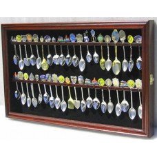 Wall Shadow Box Display Case to hold 40 Souvenir Spoons, Door, Horizontal, SP04   292459976154